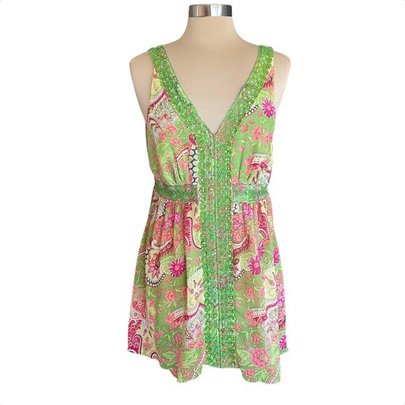 Bisou Bisou Michele Bohbot Y2K Vintage Paisley Babydoll Top Sz LG Fairycore Boho - Picture 2 of 12